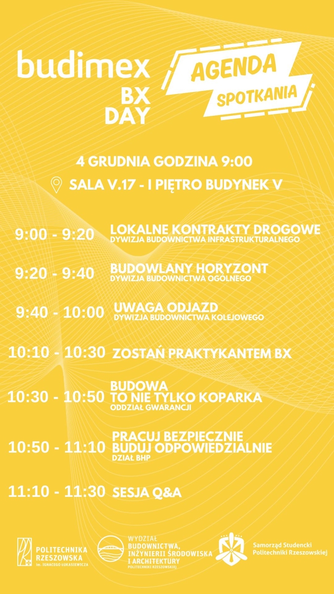 Dzień z Budumex na Politechnice Rzeszowskiej - agenda