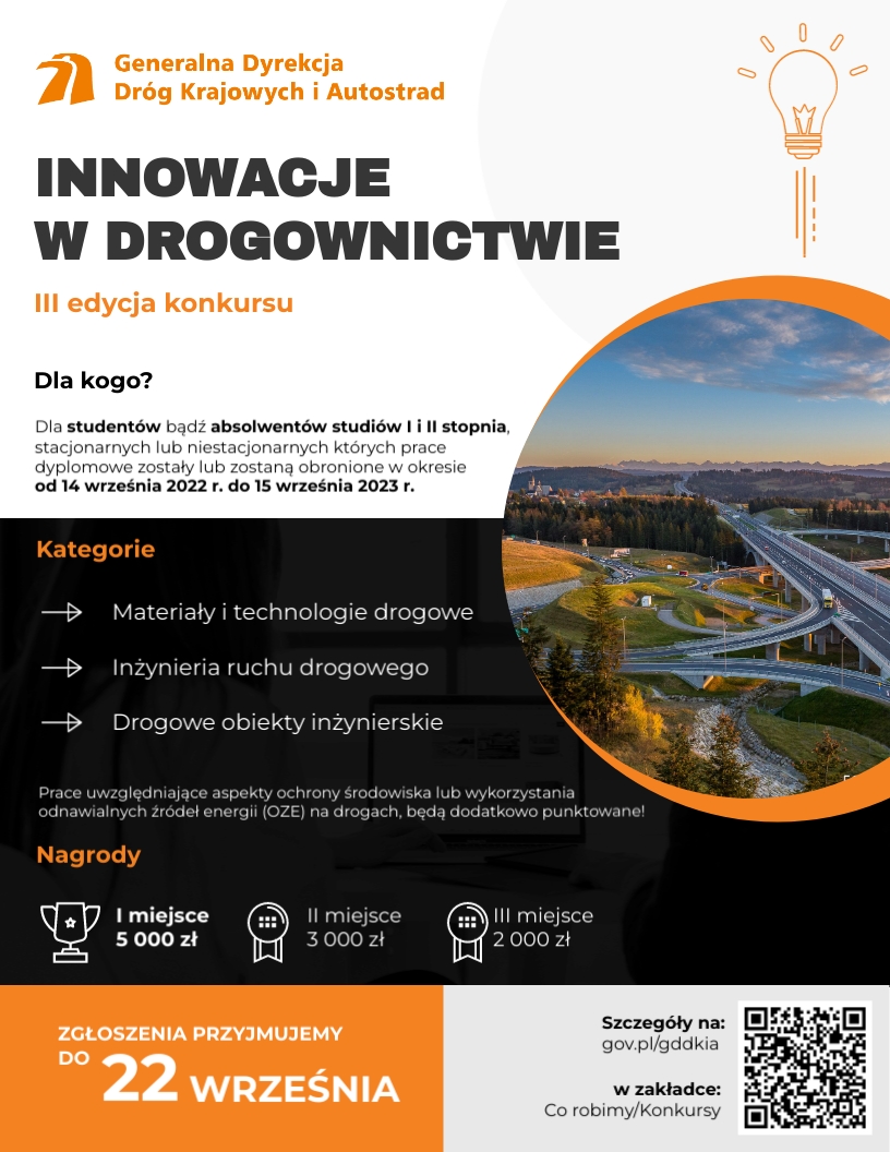 Plakat konkursu - "Innowacje w drogownictwie" (III edycja)