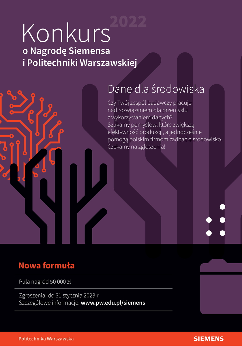 Konkurs o nagrodę Siemensa i Politechniki Warszawskiej - plakat