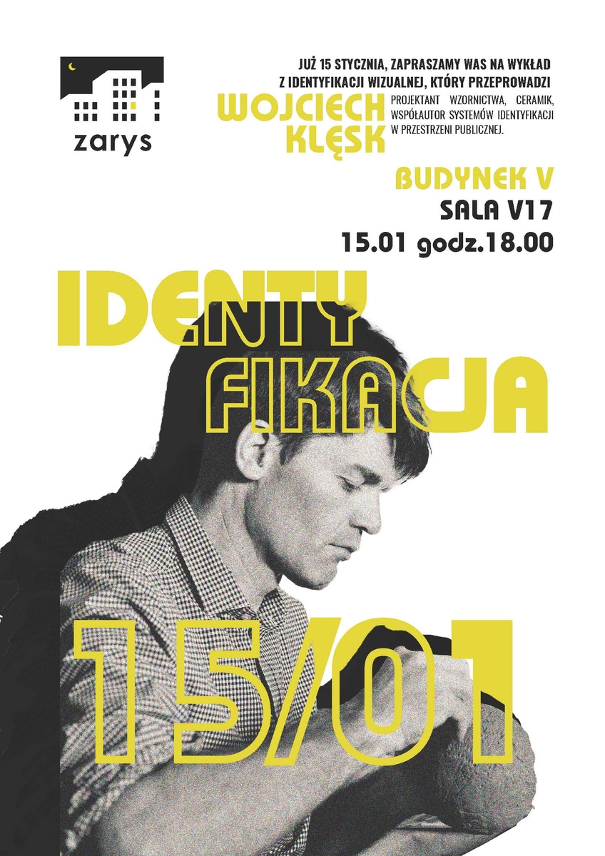 Wykład z identyfikacji wizualnej dla studentów architektury - 15 stycznia 2025 r., budynek V, sala VD-17, godzina 18:00 - plakat