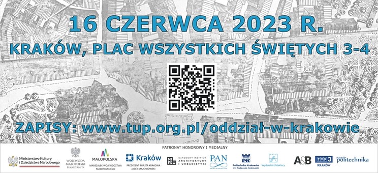 Zaproszenie na jubileuszową konferencję 100-lecia Towarzystwa Urbanistów Polskich - plakat
