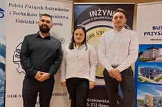 Laureaci konkursu na najlepszą pracę dyplomową magisterską na kierunku budownictwo – od lewej: mgr inż. Jarosław Fornal, mgr inż. Anna Rzepka oraz mgr inż. Konrad Romańczuk.