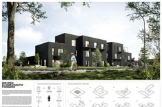 Praca dyplomowa mgr. inż. arch. Przemysława Dybasia przedstawiająca wizualizację budynku.