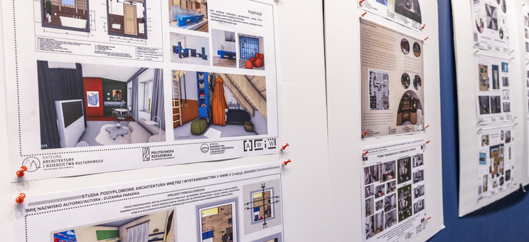 Wystawa wybranych prac projektowych absolwentów kierunku Architektura Wnętrz i Wystawiennictwa.