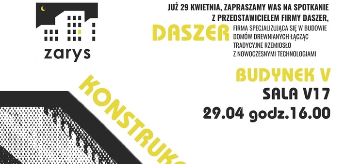 Spotkanie z przedstawicielem firmy DASZER - 29 kwietnia 2025 r. godz. 16:00 sala V-17 - plakat