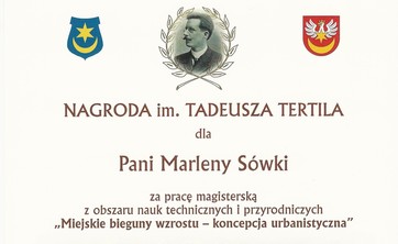 Absolwentka kierunku Architektura z Nagrodą Tertila za najlepszy dyplom dotyczący Tarnowa
