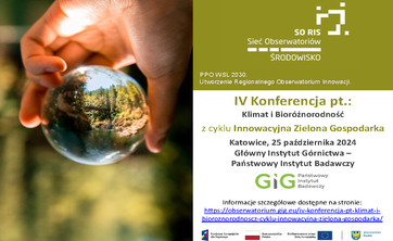 IV Konferencja pt.: „Klimat i Bioróżnorodność” z cyklu „Innowacyjna Zielona Gospodarka” - plakat