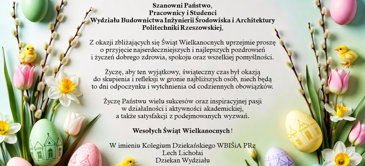 Życzenia Wielkanocne Władz WBIŚiA 2026