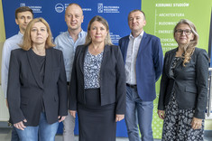 From the left: D. Ożóg, MSc, BEng, A. Duda, BEng, PhD, W. Kokoszka, BEng, PhD, G. Oleniacz, BEng, PhD, I. Skrzypczak, Assoc. Prof. fot. B. Motyka