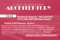 Rozdanie Nagród - Konkurs Dyplom Inżynierski Roku - Siedziba SARP Rzeszów – ul. Rynek 8 - 1 lipca 2023 godz. 13:15