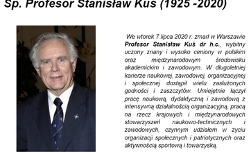 Wspomnienie Śp. Profesora Stanisława Kusia (1925-2020)