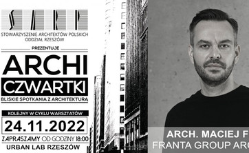 ArchiCZWARTEK - 24 listopada 2022 r. - wykład arch. Macieja Franty pt: “Kreujemy Światy&#34;  - plakat