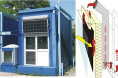 Polowa komora badawcza Katedry Budownictwa Ogólnego z prototypem Interaktywnej Ściany oraz schemat systemu dystrybucji ciepła ISAS