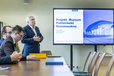 Prezentacja pierwszego etapu projektu architektonicznego Muzeum Politechniki Rzeszowskiej. Wystąpienie prof. dr. hab. inż. Marka Gosztyły.