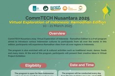 Kurs CommTECH Nusantara 2025: Wirtualna eksploracja Indonezji – edycja Ramadan w dniach 10–21 marca 2025 r. (14.00 - 17.00, GMT +7) - plakat