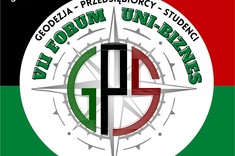Logo konferencji studenckiej VII Forum Uni-Biznes Geodezja Przedsiębiorcy Studenci.