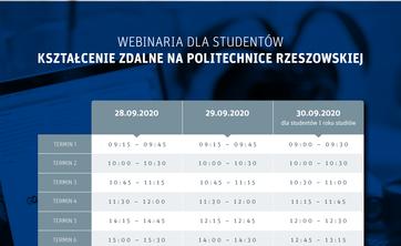 Webinaria dla studentów „Kształcenie zdalne na Politechnice Rzeszowskiej”