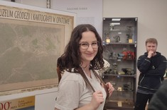 Studenci kierunku geodezja i planowanie przestrzenne w Muzeum Geodezyjno-Kartograficznym w Opatowie.