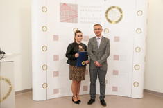 Mgr inż. Rebeka Pajura - laureatka I nagrody, dr inż. Adam Masłoń - Promotor pracy.
