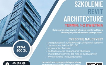 Certyfikowane szkolenie REVIT ARCHITECTURE - 1-2 kwietnia 2023 r. - plakat