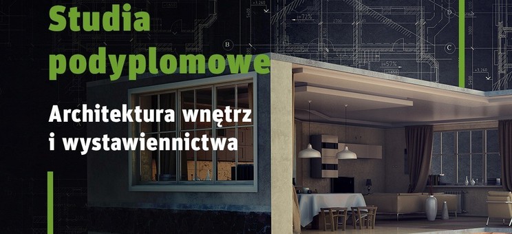 Studia podyplomowe - "Architektura wnętrz i wystawiennictwa" - plakat  