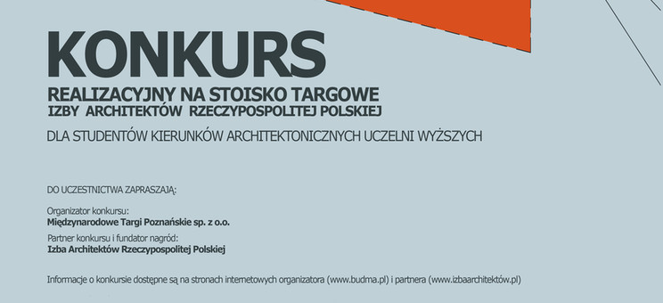 Konkurs studencki na projekt stoiska IARP - Targi BUDMA 2023 - plakat