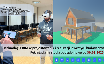 Gogle VR/AR oraz widok modelu 3D jednorodzinnego budynku mieszkalnego