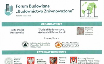 Forum Budowlane - Budownictwo zrównoważone - Płock 3-4 lipca 2020 r.