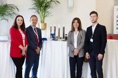 Od lewej dr inż. Andżelika Domoń (ZOiOW), dr inż. Adam Masłoń (KIiChŚ), dr Monika Zdeb (ZOiOW), mgr inż. Wojciech Strojny (KIiChŚ), fot. Europejski Ośrodek Rozwoju Gospodarki